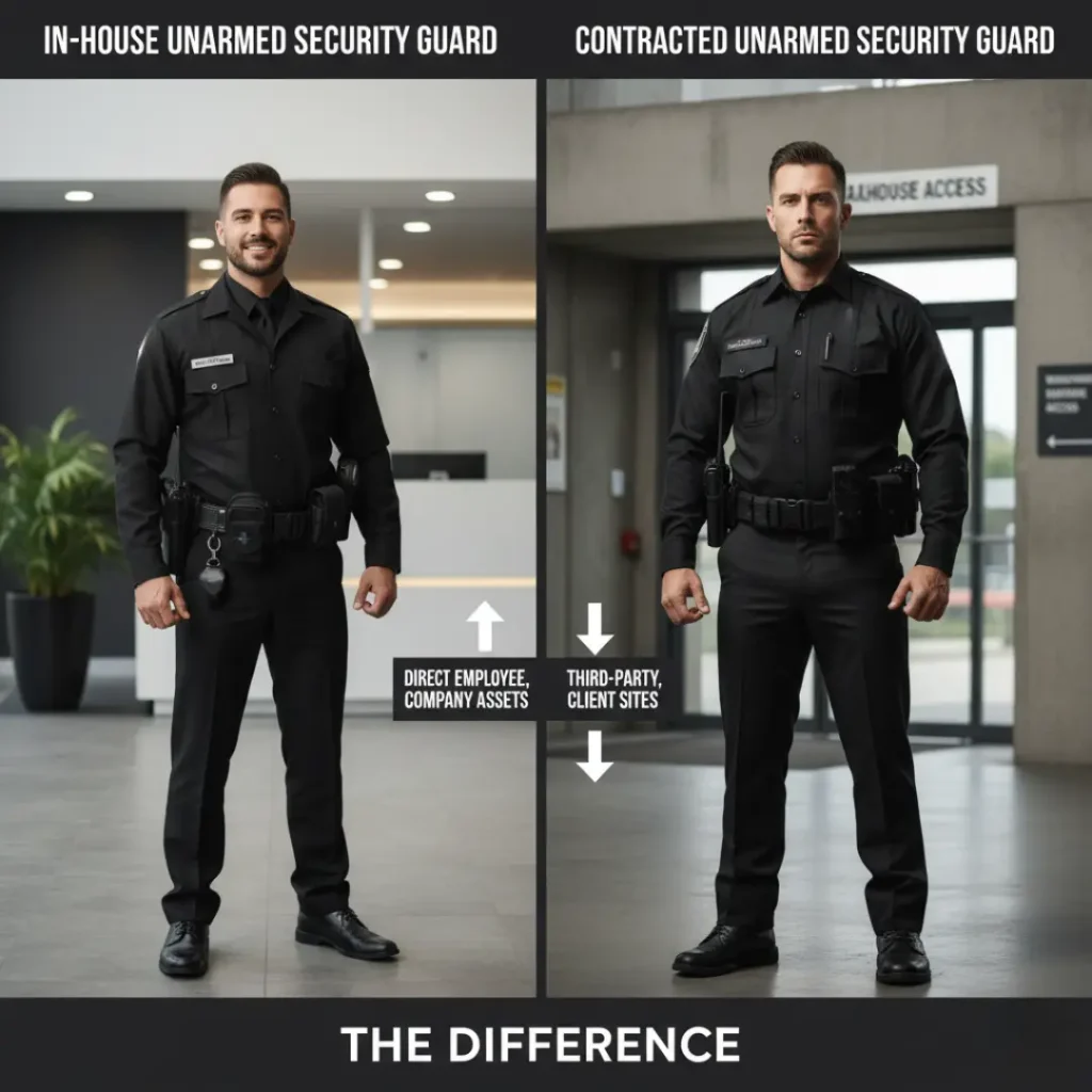 Difference Between In-House and Contracted Unarmed Security Guards